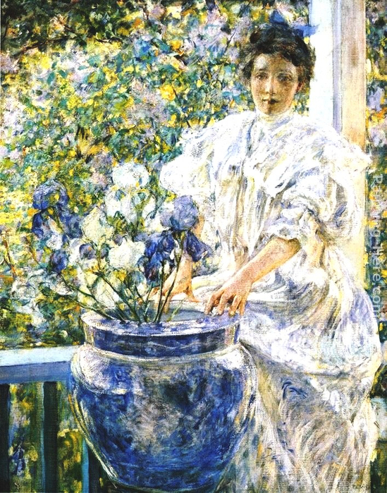 16 Woman on a Porch with Flowers (549x700, 570Kb)