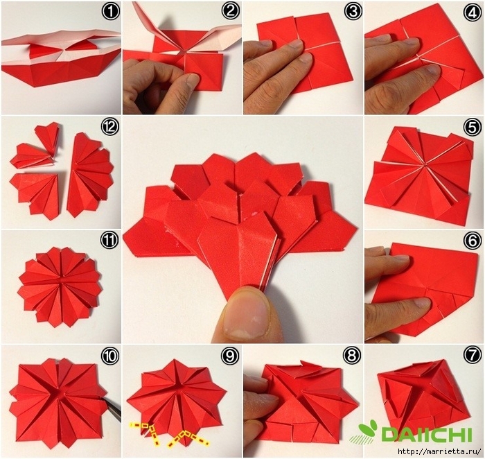 Букет гвоздик из бумаги в технике оригами (4) (700x662, 350Kb)