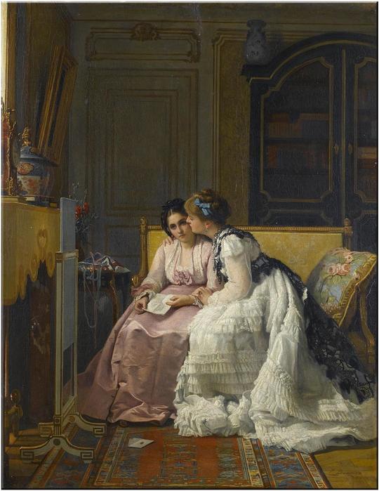 Charles Louis Baugniet (Belgian, 1814-1886). The love letter. Oil on panel. 70 x 54 cm. (540x700, 59Kb)