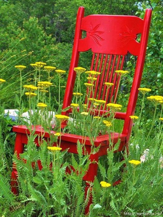 Старые стулья для украшения сада. Идеи (12) (525x700, 406Kb)
