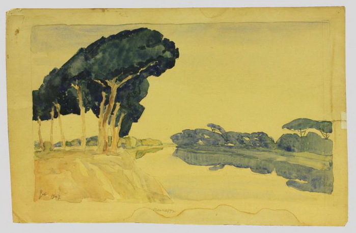 1907 Пейзаж. Бумага, акварель. 25 х 40 см. (700x458, 77Kb)
