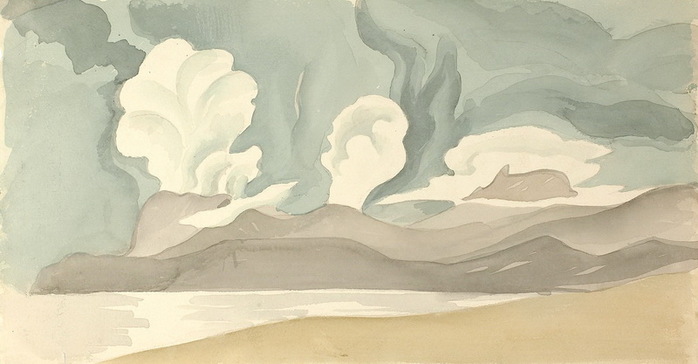 1910-е Фантастический пейзаж. Бумага, акварель, 16,8 х 32 см. ЧС (700x364, 62Kb)