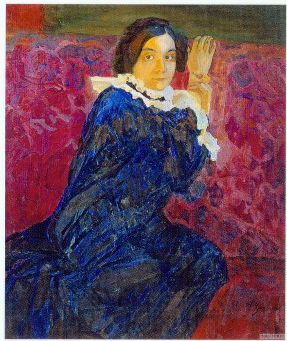 1923 Портрет А.С. Глаголевой-Ульяновой, жены художника. Х, м.  ГТГ (1911 Википедия) (590x700, 211Kb)