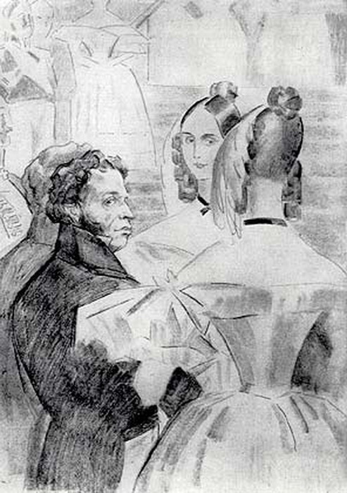 1927 А.С. Пушкин с женой. Рисунок. ГТГ (493x700, 113Kb)