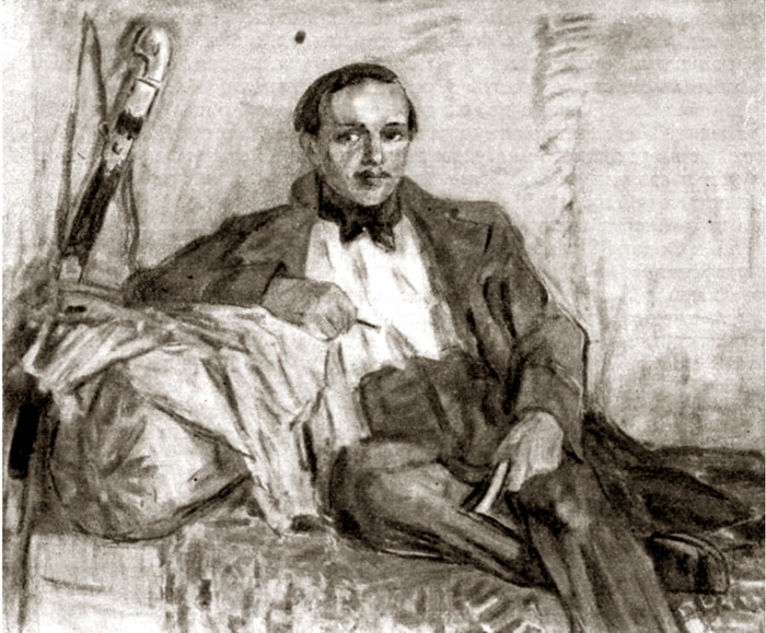 1940-1941 Портрет Михаила Лермонтова. Рисунок (бумага, уголь, мел) (700x579, 149Kb)