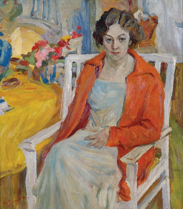 1945 Женщина в красном (портрет Нины). К, м. 44,5х39,5. см. Совком (616x700, 166Kb)