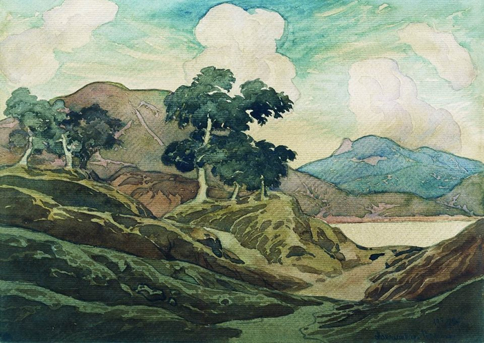 Крымский пейзаж. Залив. 1925 (700x496, 402Kb)