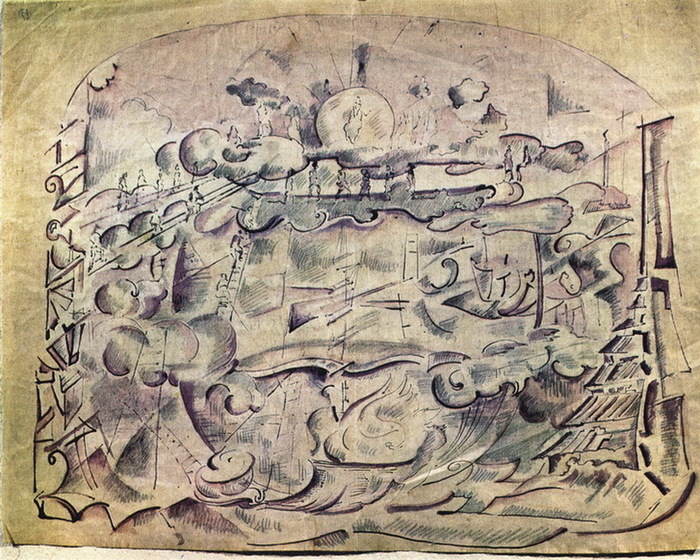 1920 Эскиз декорации. «Мистерия-буфф» В.Маяковского»Калька, тушь, чернила, перо, кисть 32,2х39,5 ГЦТМ (2) (700x560, 210Kb)