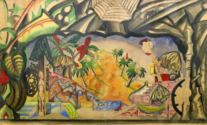 1923 Эскиз декорации к опере Вагнера Риенци (700x424, 135Kb)