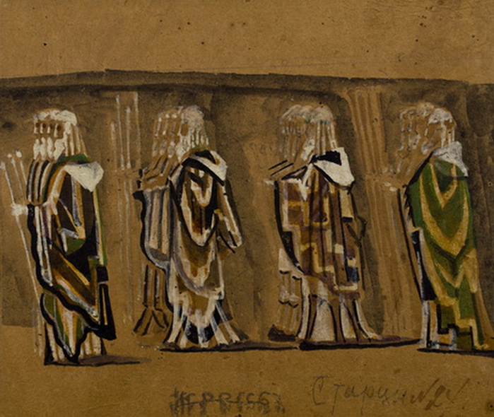 1923 Эскиз костюмов священников. «Иудейская вдова» Г.Кайзера, Театр Корша» Карт, гуашь 18,2х23,3 ГЦТМ (2) (700x590, 139Kb)