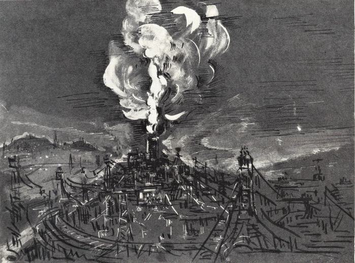1923 Индустриальный пейзаж. Бум, белила, тушь. 20,3х30,5 см. НГА (700x519, 153Kb)