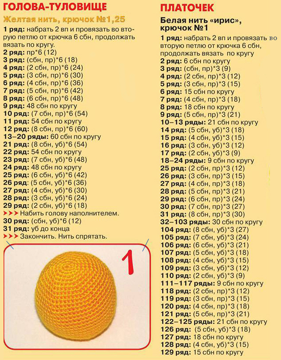 Амигуруми колобок крючком схемы