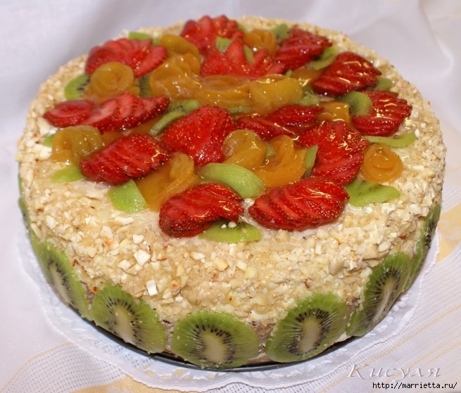 Сливочный ягодно-фруктовый торт. Вкусный рецепт (20) (655x559, 231Kb)