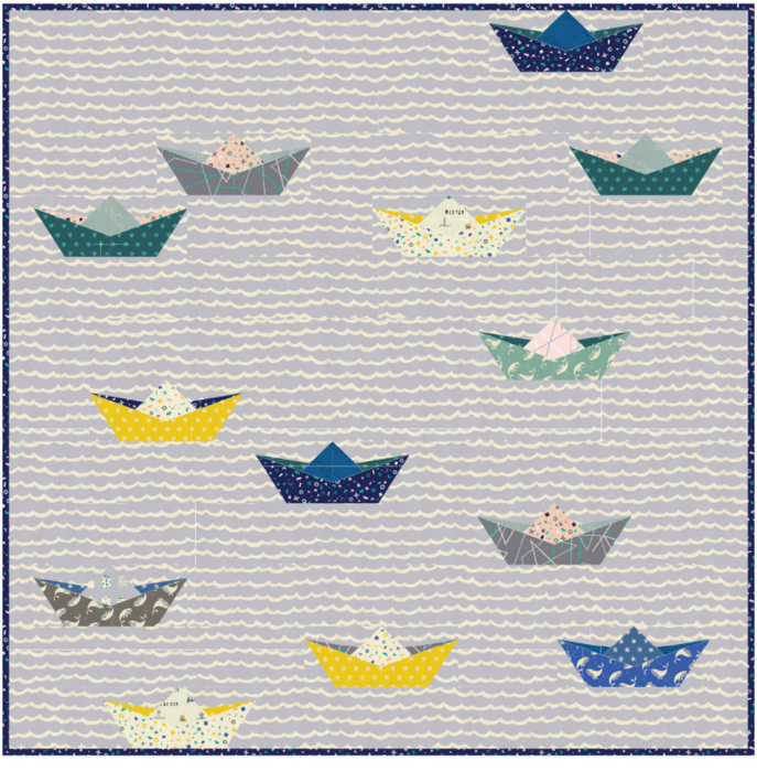 Paper boat quilt, Cotton + Steel (687x700, 832Kb)