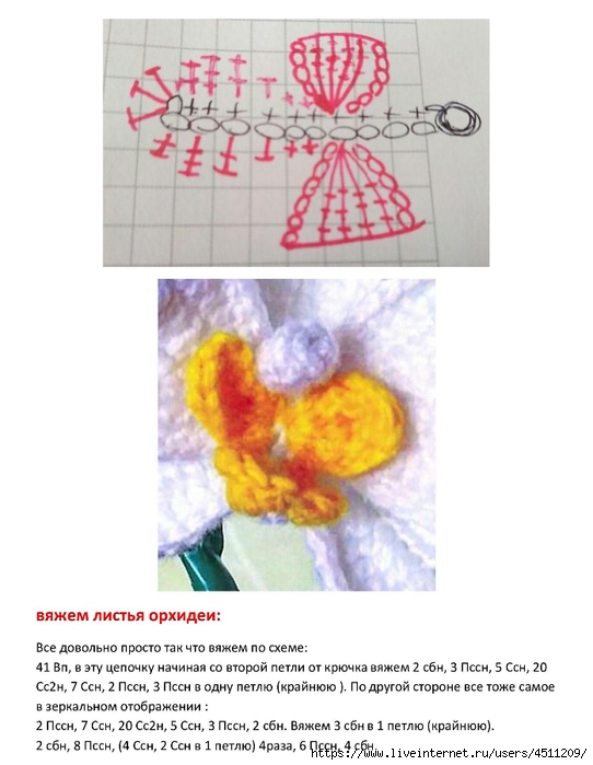 Орхидея вязаная крючком схема