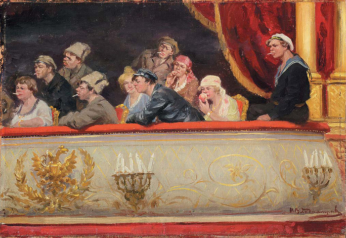 В театре. Царская ложа. 1918 г. (700x482, 480Kb)