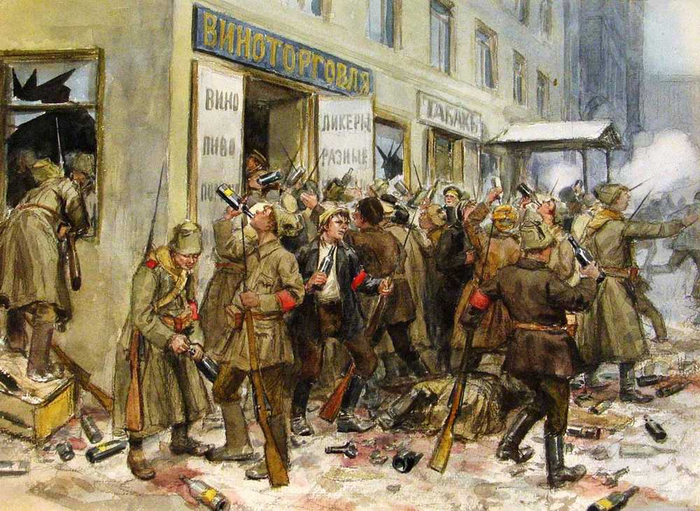 Разграбление винной лавки. Петроград. 1919. (700x511, 459Kb)