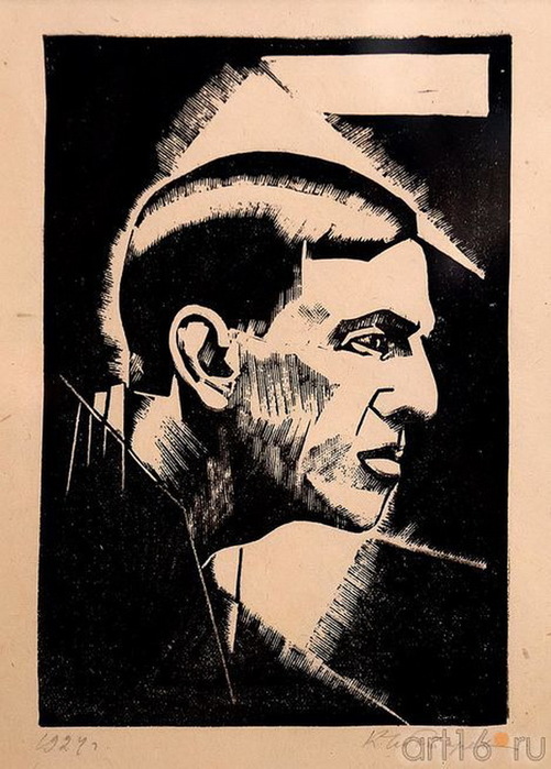 1924 АВТОПОРТРЕТ. Линогравюра. Собрание Галеев-галереи, Москва (501x700, 124Kb)