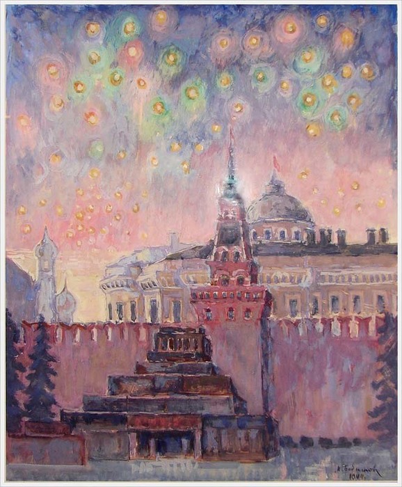 1944 Ночной Кремль. Бум, акв, гуашь, белила 52x41 см. КГалерея (578x700, 125Kb)