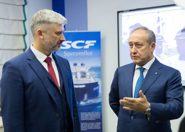 Russian minister of transport Evgeny Ditrich and CEO, Sovcomflot at the opening (640x457, 166Kb)