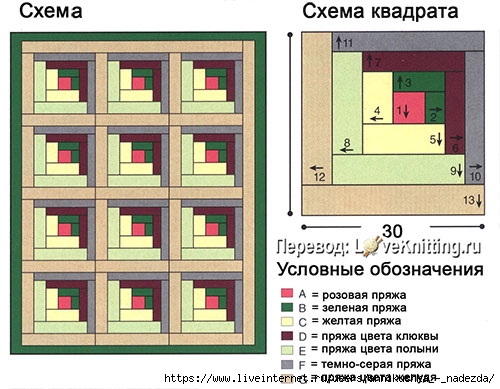 Плед 3д спицами схемы и описание