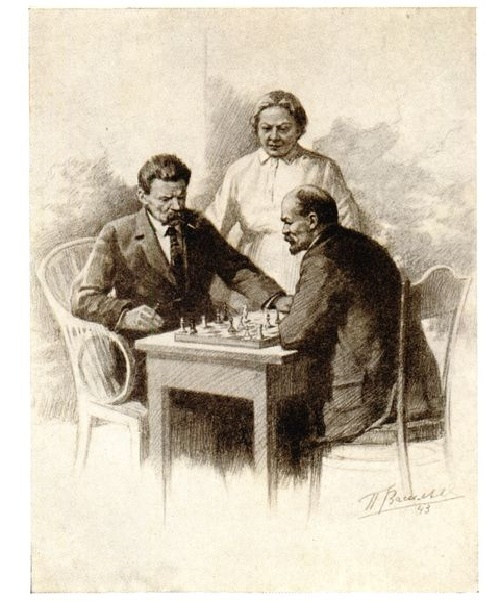 P.-V.-Vasilyev.-Playing-chess-VI-Lenin-AM-Gorky-and-NK-Krupskaya.-1943 (500x601, 194Kb)