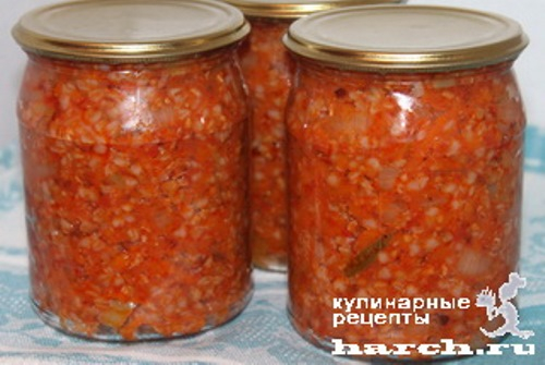 Салат с гречкой и овощами на зиму