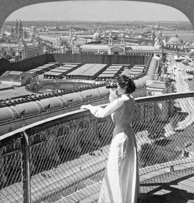 From wireless telegraph tower west over huge Manufactures Bldg., to the -Pike,- World's Fair, St. Louis,  (672x700, 340Kb)