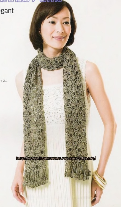Весенний шарфик 33 см Х 156 см схема (409x700, 169Kb)
