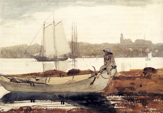 Gloucester Harbor and Dory, 1880 (646x449, 323Kb)