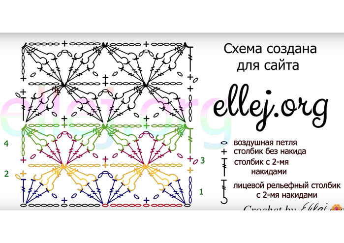 Узор крючком польская звезда схема с описанием