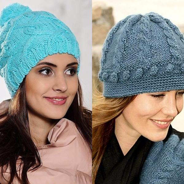 Зимние вязаные шапки для женщин за 50