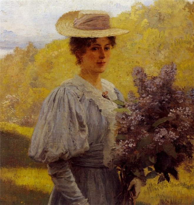 77470962_large_Hans_Gude_The_Lady_with_Lilacs (660x699, 398Kb)