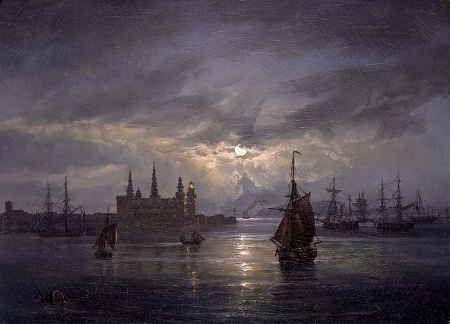 Kronborg Castle in Moonlight. 1856 (651x469, 300Kb)