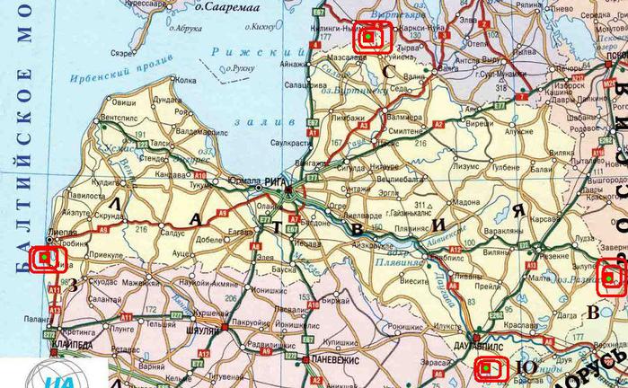 Латвия карта с городами на русском языке