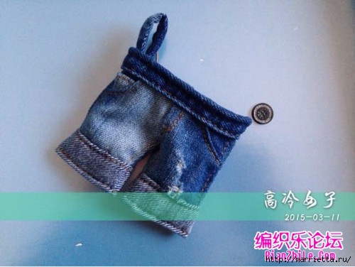 Шьем миниатюрный кошелек Джинсовые шортики (7) (500x376, 103Kb)