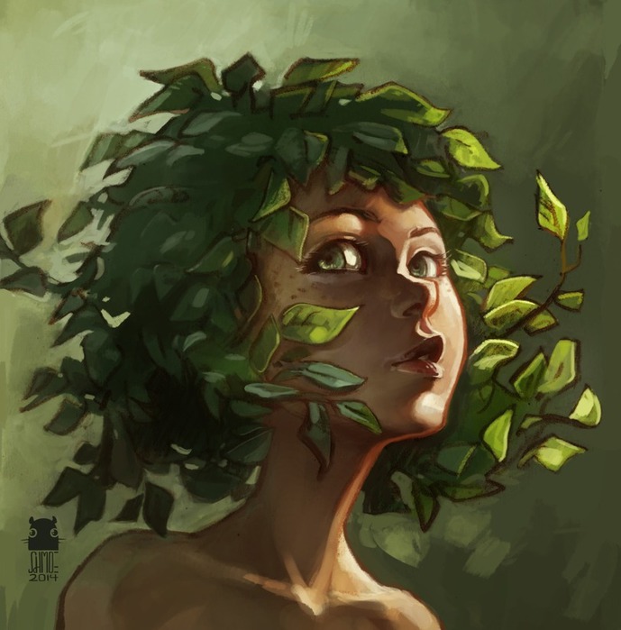 Рисунки девушка природа