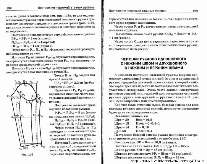 Чертеж рукава двухшовного рукава