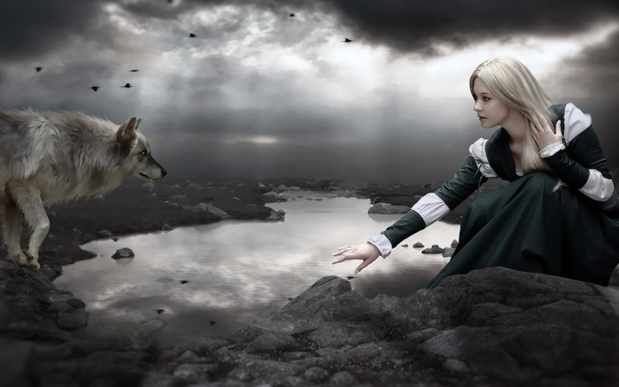 wolf-dark-girl-lake-photomanipulation (700x437, 192Kb)