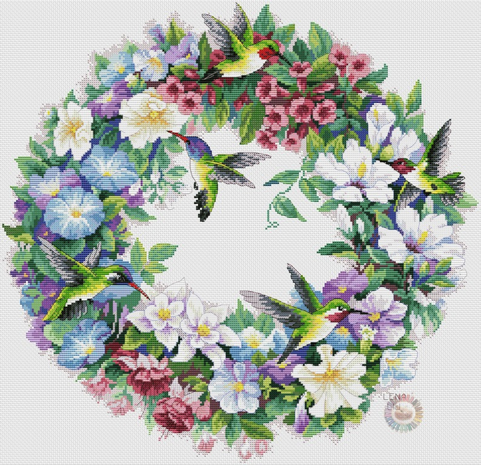 Hummingbird Wreath (700x677, 659Kb)