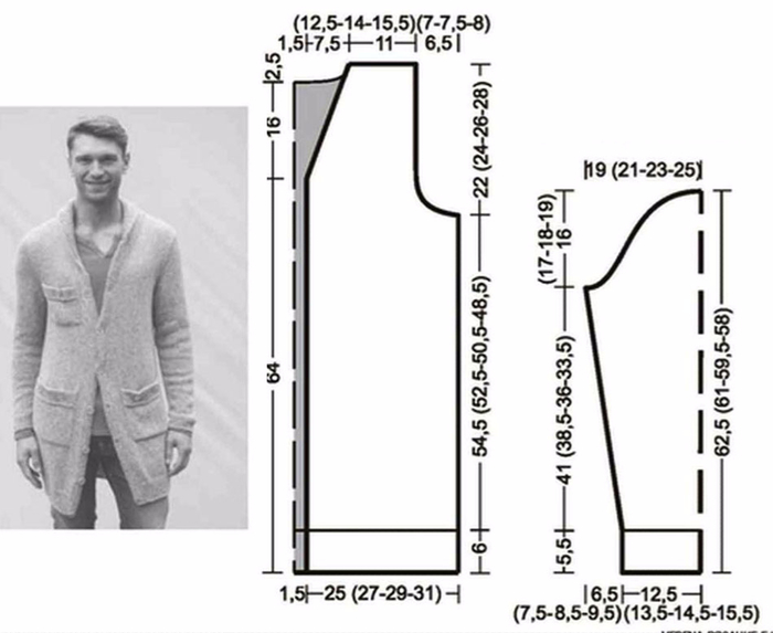 Мужской кардиган с капюшоном вязаный спицами схемы