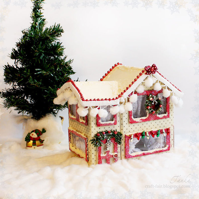 Как сделать домик из картона к Новому году и Рождеству: пошаговый мастер-класс с фото