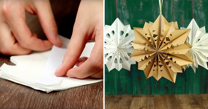 Снежинки из бумаги объемные - много красивых идей!