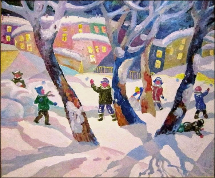 Картинка игра в снежки для детей