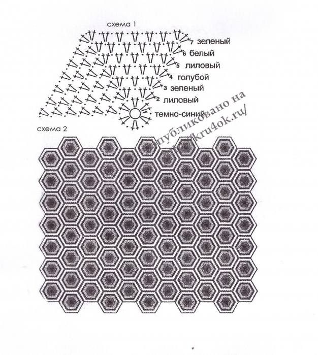 Плед из шестиугольников крючком схемы и описание