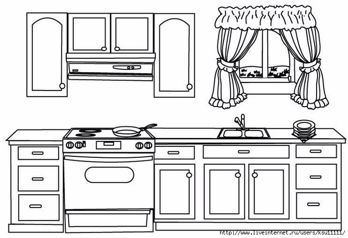 Мебель для кухни раскраска