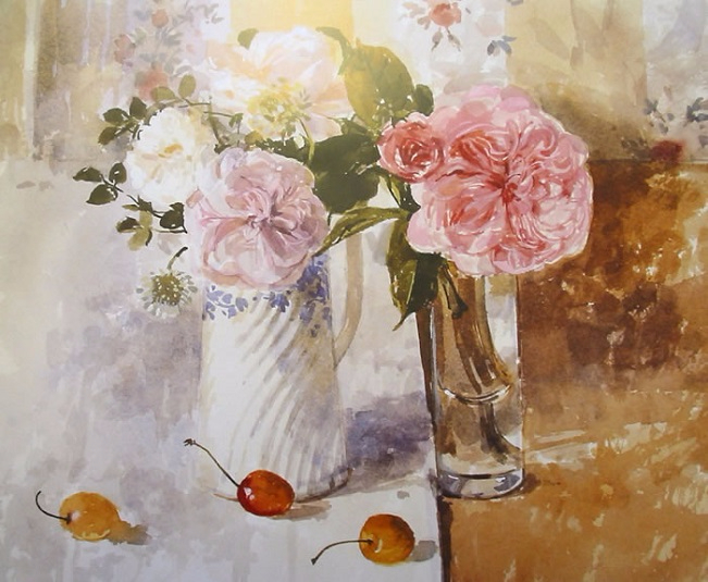A Glass and a Jug of Roses (651x535, 320Kb)