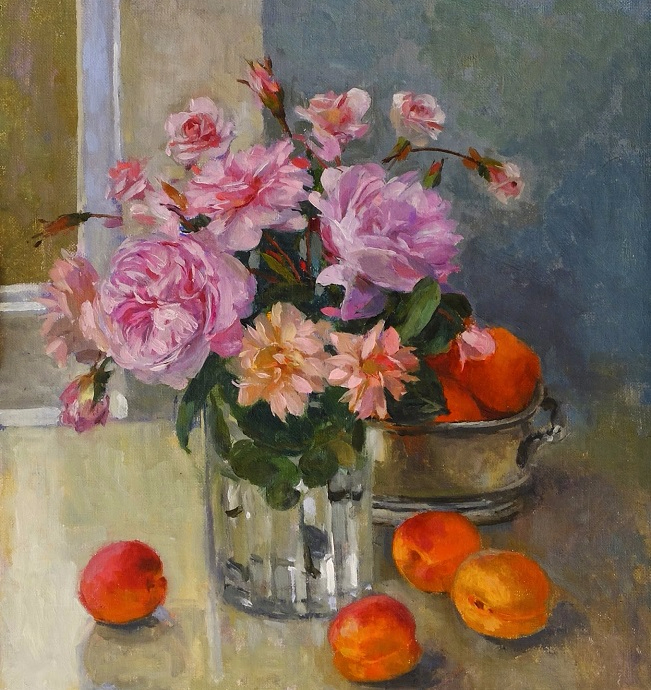 Pink Roses and Apricots (651x690, 515Kb)
