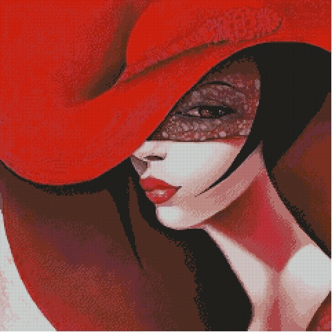 Mujer con sombrero rojo (482x482, 293Kb)