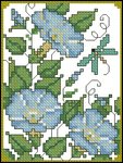  Oriental Floral  Wall Hanging - Morning Glories (215x285, 130Kb)